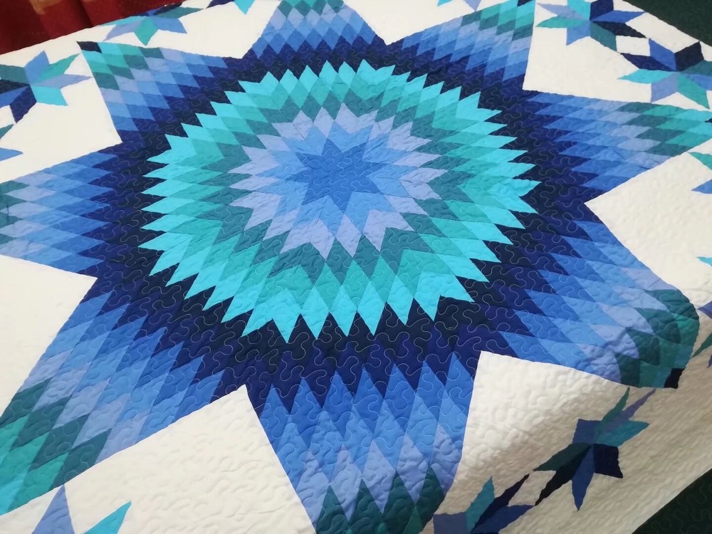King Size Machine Pieced And quilted Patchwork Quilt#159