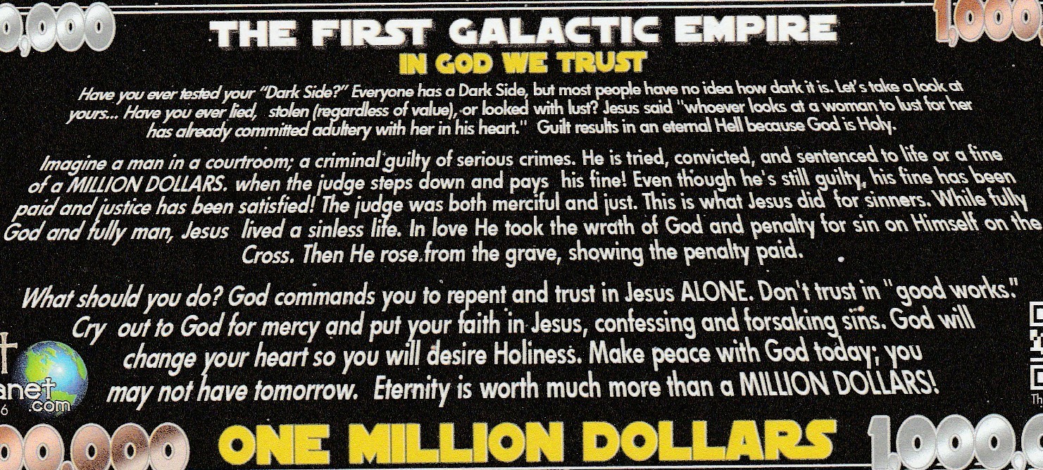 Star Wars Set of 7: Million Dollar Bill Funny Money Novelty Notes +FREE SLEEVES