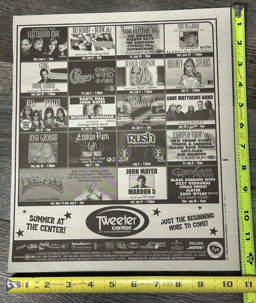 KISS Poison Concert Ad Advert Rock Nation Tour Tweeter Center NJ RUSH Prog 2004