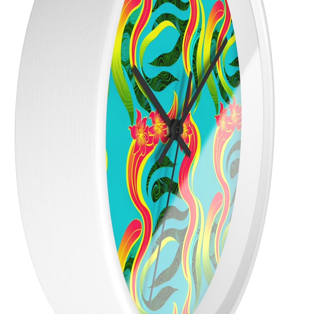 Home Decor Wall Clock Tropical Abstract Wave Pattern Modern Beach Home