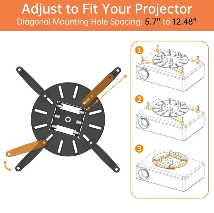 Universal Projector Ceiling Mount Wall Bracket Holder Fit Flat or Sloped Ceiling