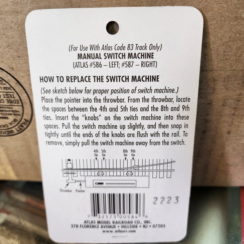 Atlas Model Railroad 150-584 Remote Switch Machine Code 83 Turnout Left Hand
