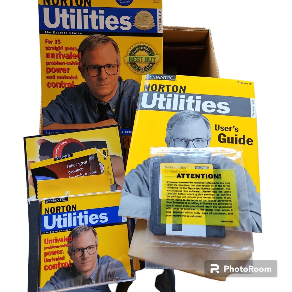 Norton Utilities 3.0 Windows 95 Symantec CD + Floppy Disk + User Guide Complete