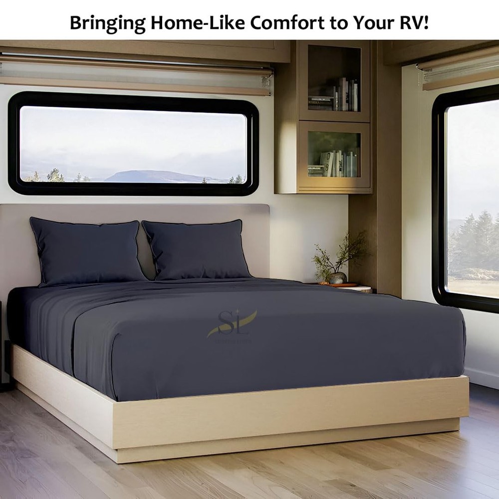 Microfiber RV Sheet Sets, 48x75 3/4 Full Bunk, Dark Grey Solid - Fits Mattres...