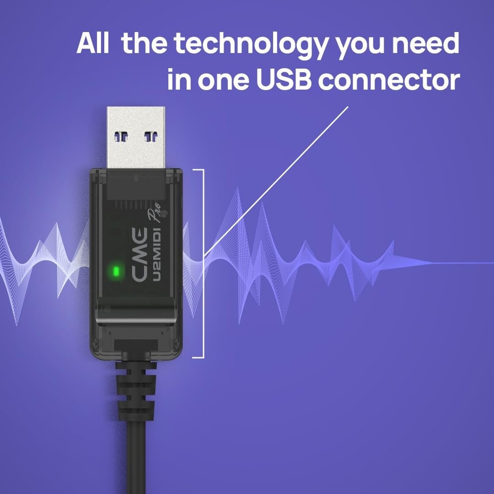 USB MIDI Cable 6.5ft - High-Speed Plug Play Interface for Instruments