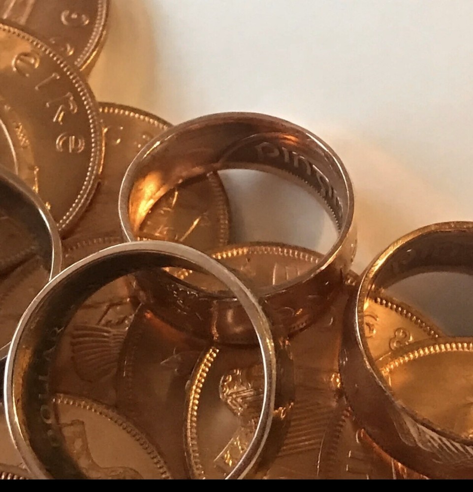 Coin Ring Ireland + one penny size 9.5