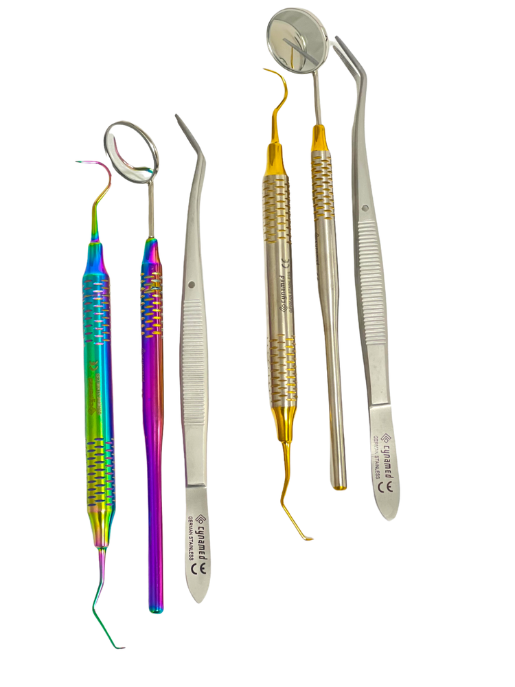 Premium German 3 Instruments Basic Dental Set Mirror Explorer College Plier Holo