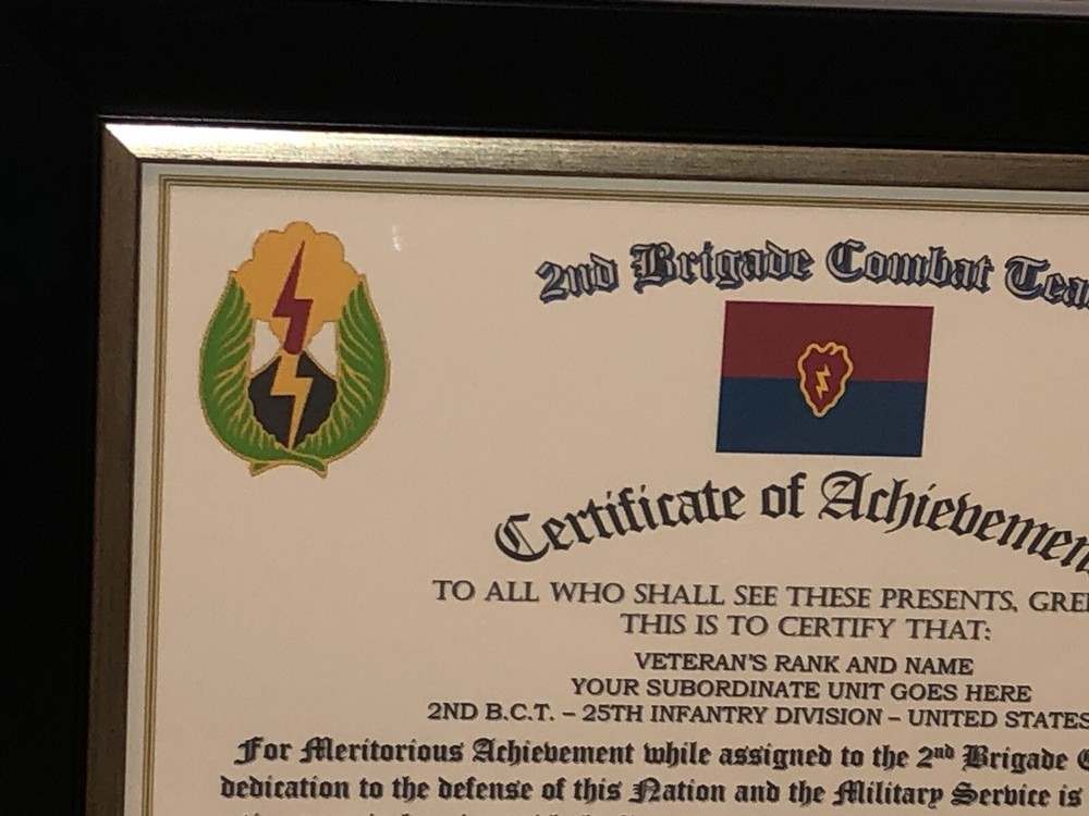 2ND B.C.T. / 25TH INFANTRY DIVISION (COMMEMORATIVE CERTIFICATE)