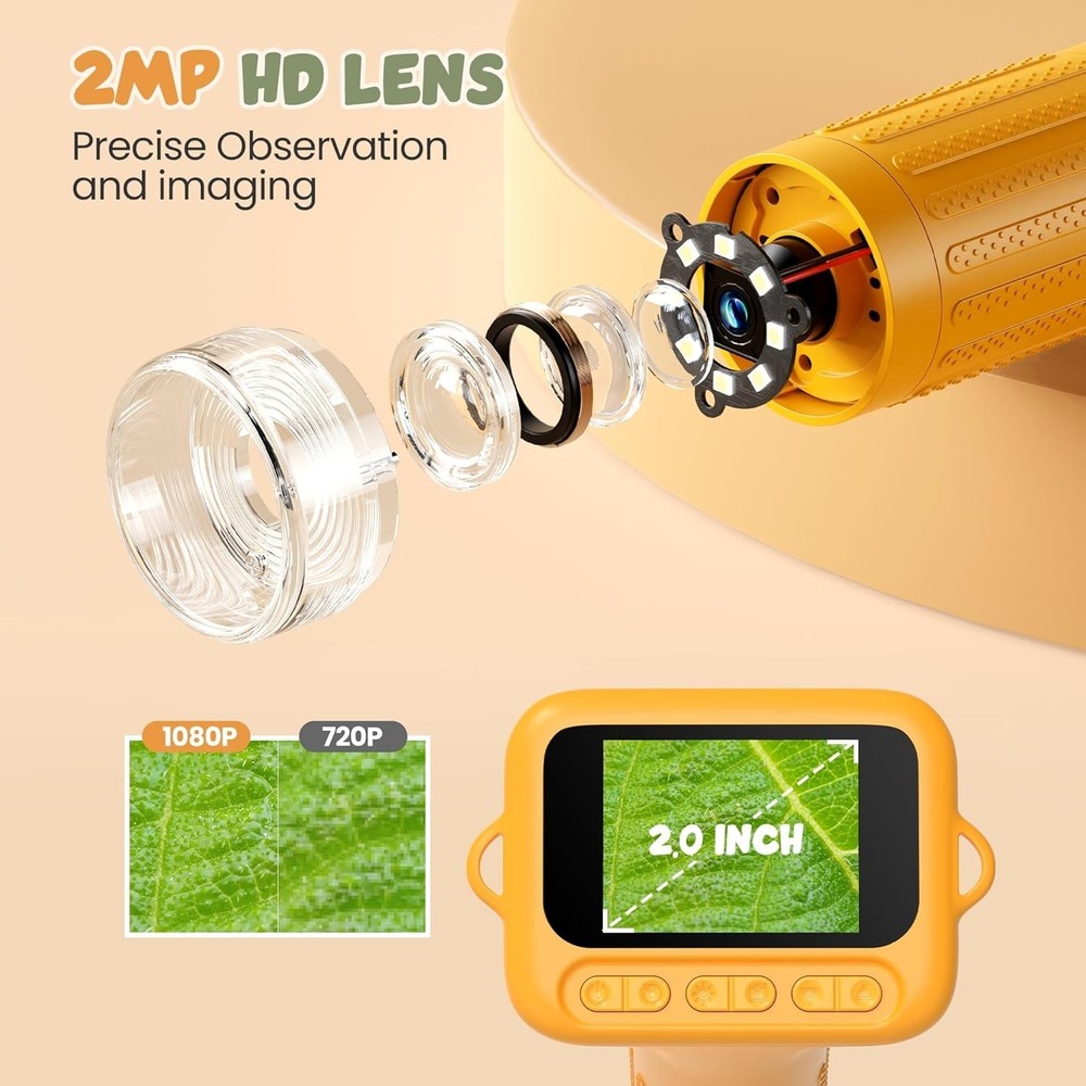 Kids Digital Microscope 1000X HD Camera, Portable Handheld MicroScope for Sci...