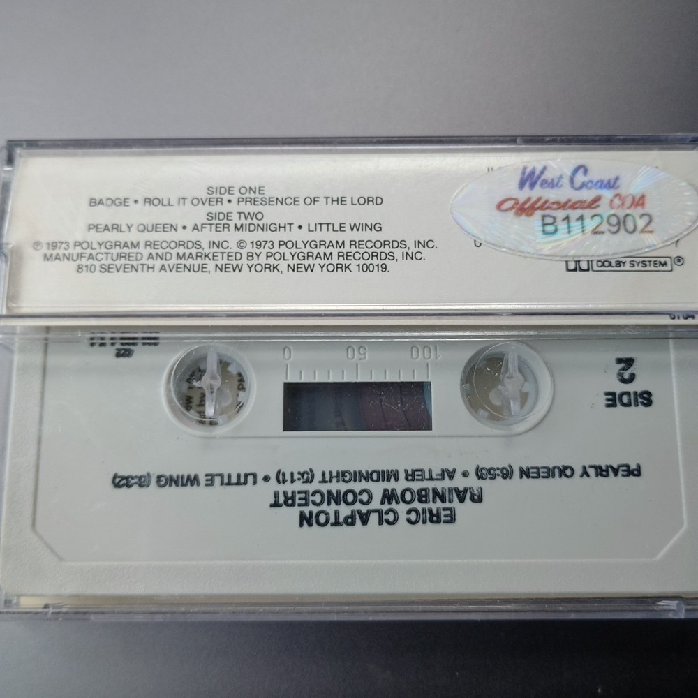 Eric Clapton Rainbow Concert Signed Autograph Cassette Tape With COA