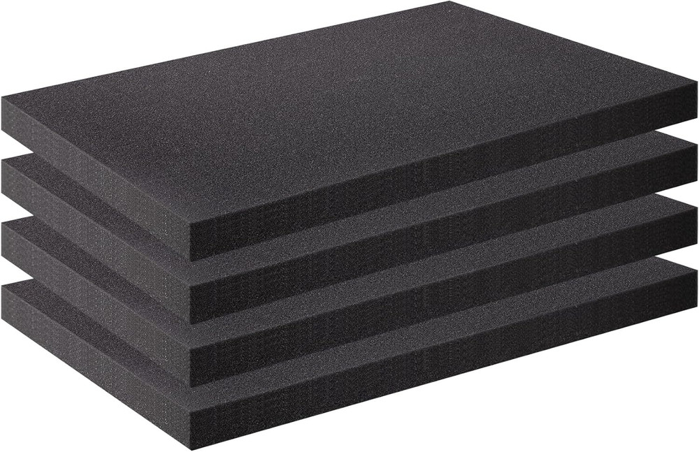 Foam Insert for Cases Black Packing Foam Sheets,4 Pack Cuttable Polyurethane Cus