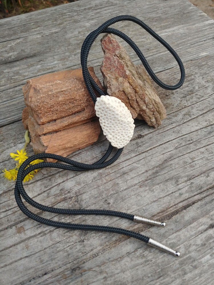 Handcrafted Fossilized Coral Bolo Tie