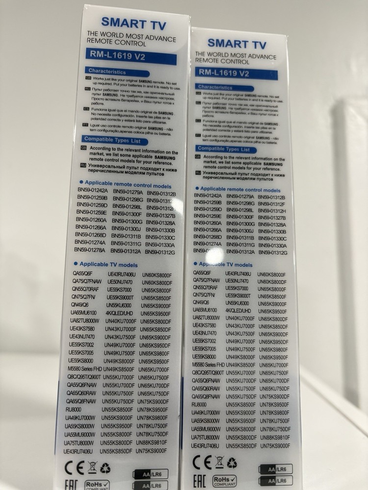 Smart TV Remote Control Samsung Rm-L1619 Replacement 2 Pack