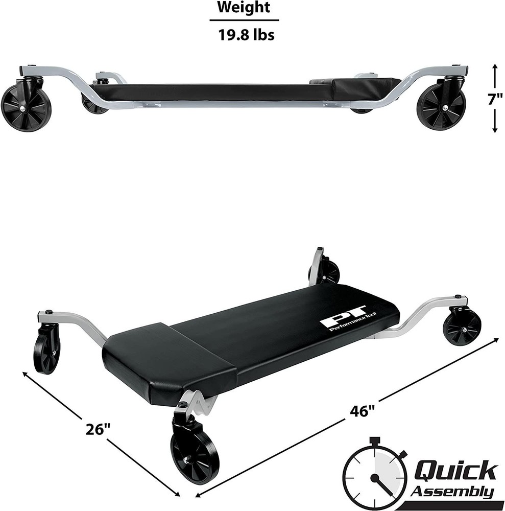 Performance Tool W85014 Oversized Shop Mechanic X-Frame Creeper Extra Padding