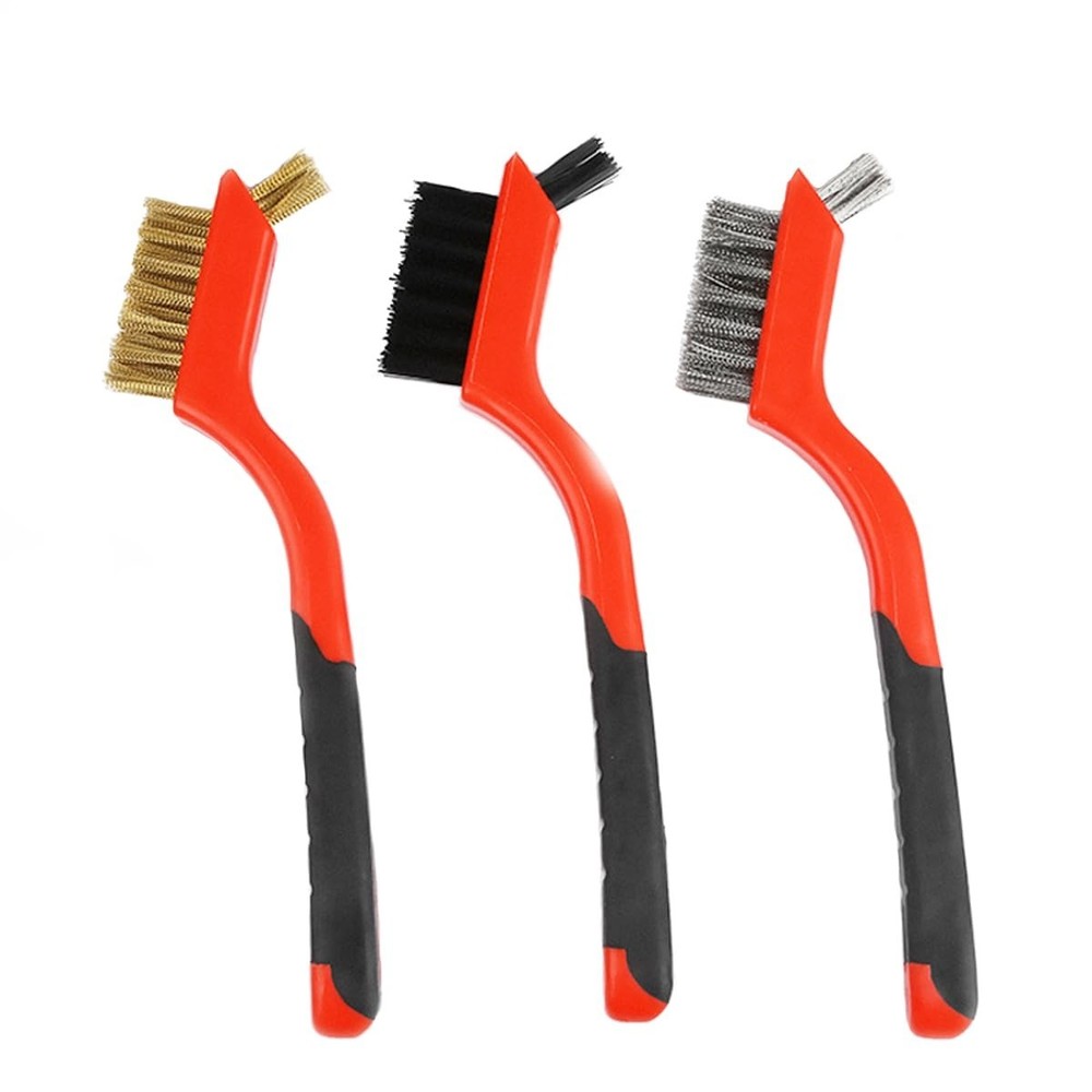 Conveniently Packaged 3 Brass Wire Brushes - Ideal Rust Removal and Storage