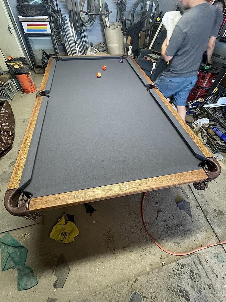 Pre Cut Gray Billiard Cloth Pool Table Felt Stretch Fabric Replacement 8ft Table
