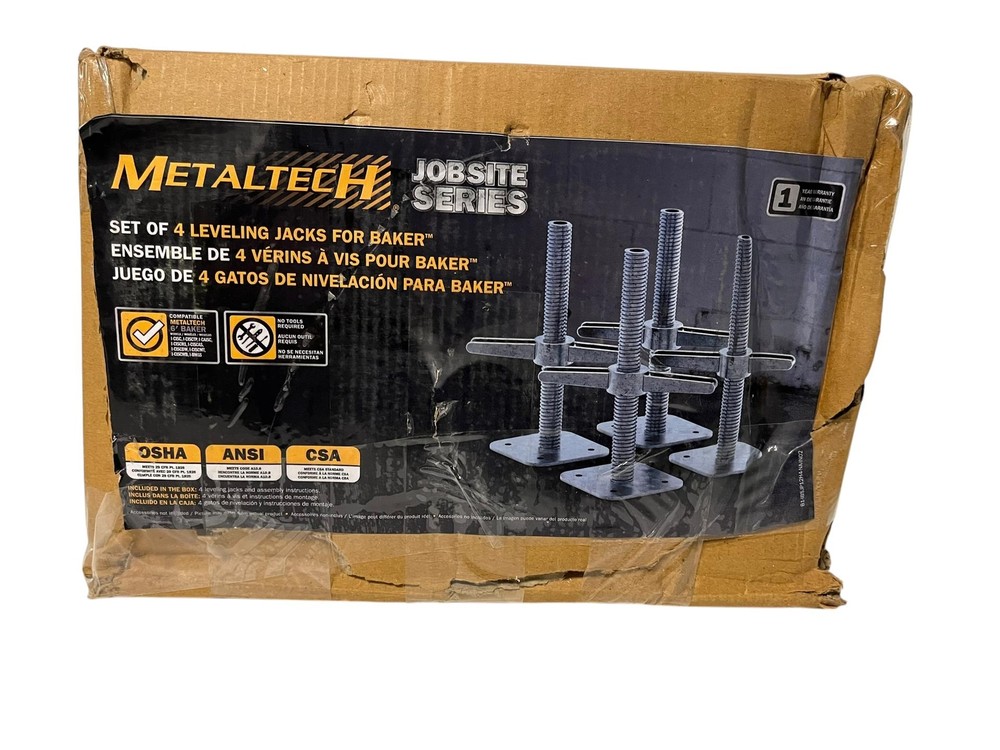 Metaltech Adjustable Leveling Jacks - 4-Pk. for Baker-Style Scaffolding, Model