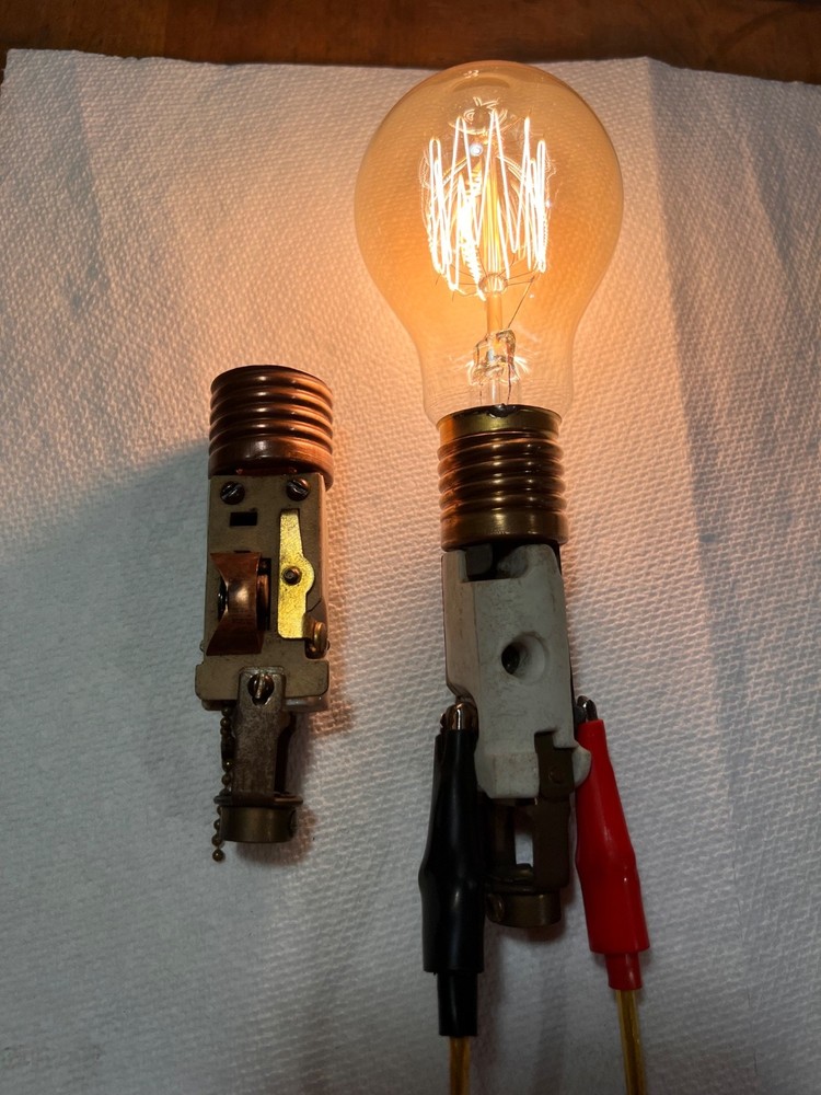 1920’s Antique Porcelain Pull Chain Candlestick Socket Arrow (Pair)