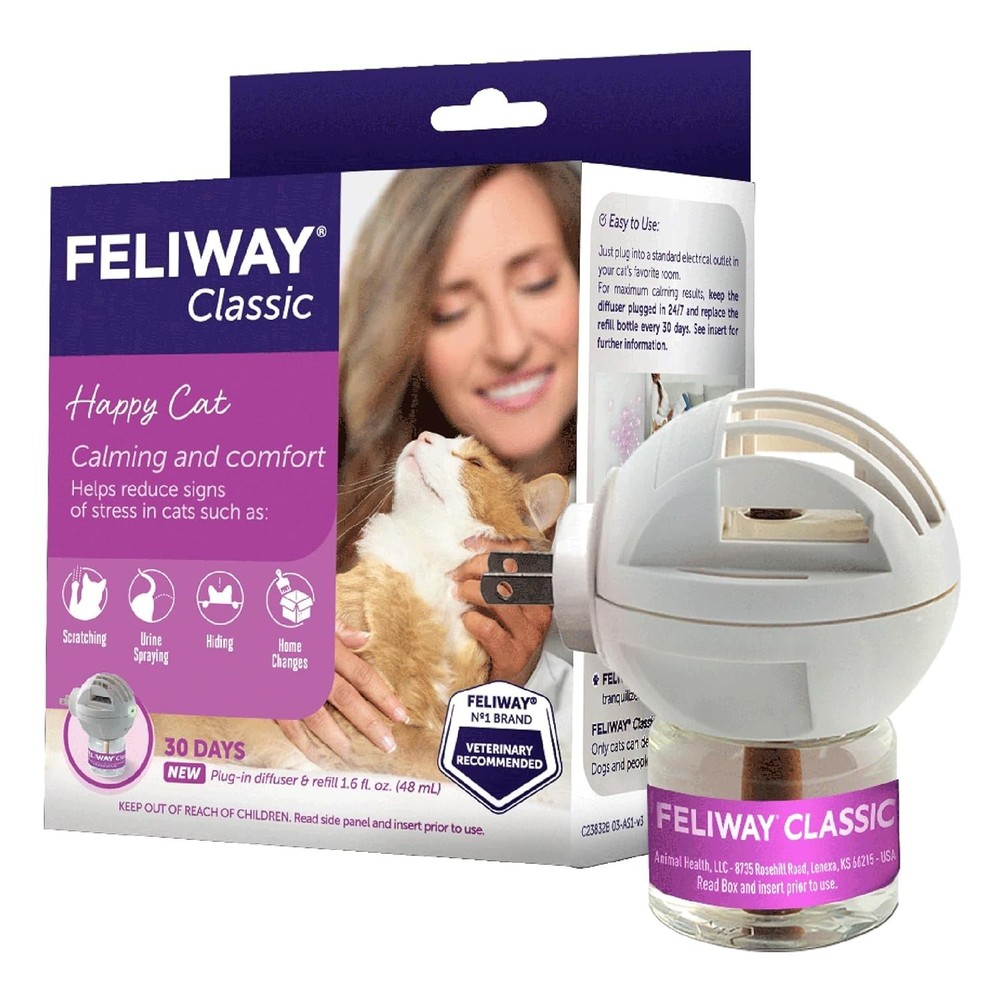 Classic 30 Day Cat Calming Plug In Pheromone Diffuser Starter Kit, 48ml - Hel...