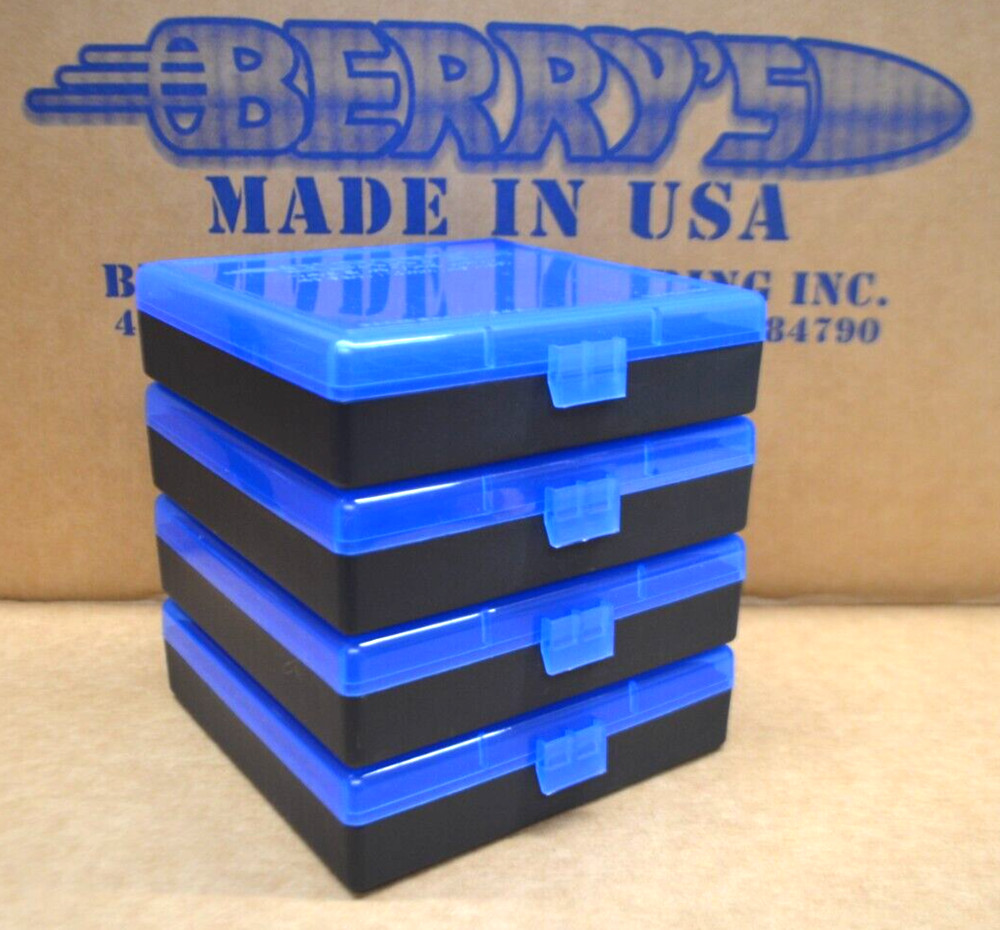 4 x 45 ACP -40 CAL - 10 MM  100 ROUND PLASTIC AMMO BOXES (BLUE)