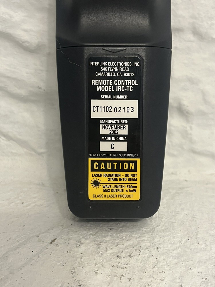 Interlink IRC-TC LCD Projector Remote Control with Laser Pointer .