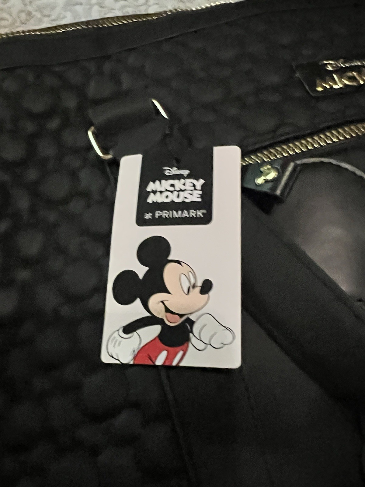 Disney Primark Mickey Mouse Black and Gold Duffle Bag Large Quilted Tote NWT