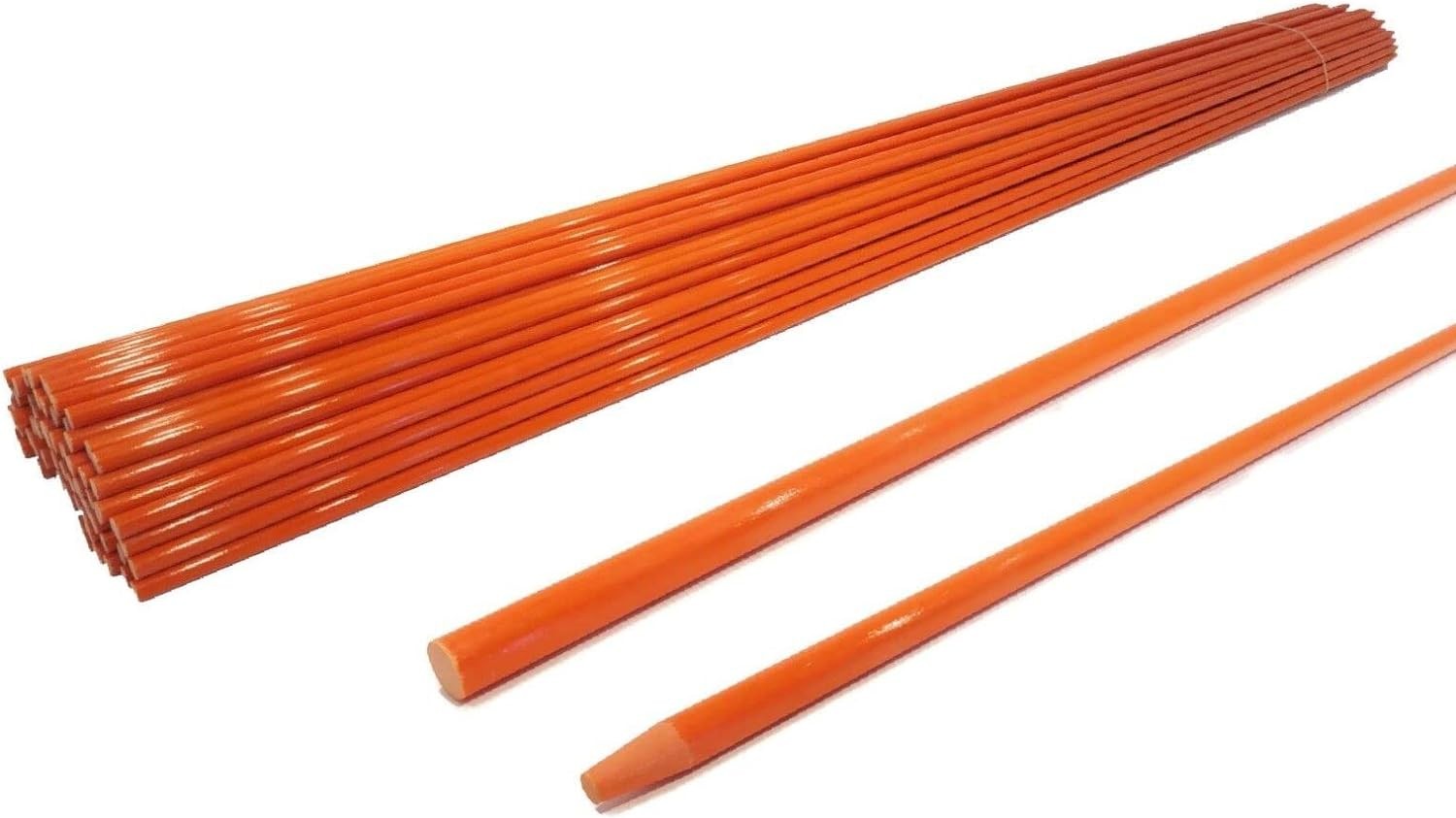 (Pack of 10) 1/4" Orange Snow Poles Plain Markers, Heavy Duty Fiberglass Rod