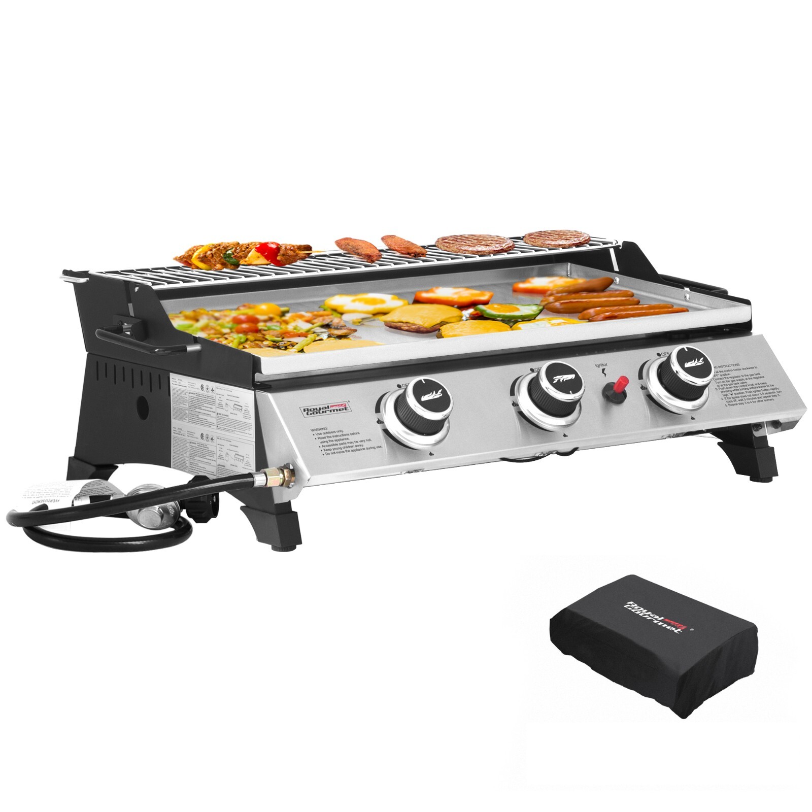 Royal Gourmet 24-Inch Tabletop Propane Griddle w/ Warming Rack & Two Handles