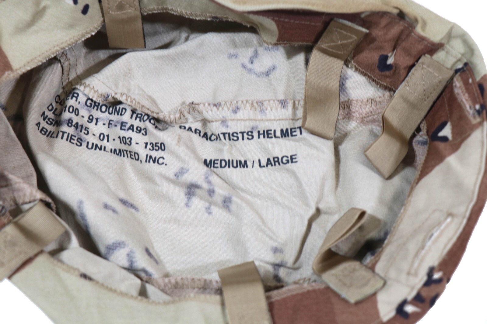 Medium / Large US PASGT Chocolate Chip Desert Storm Gulf War Helmet Cover Only