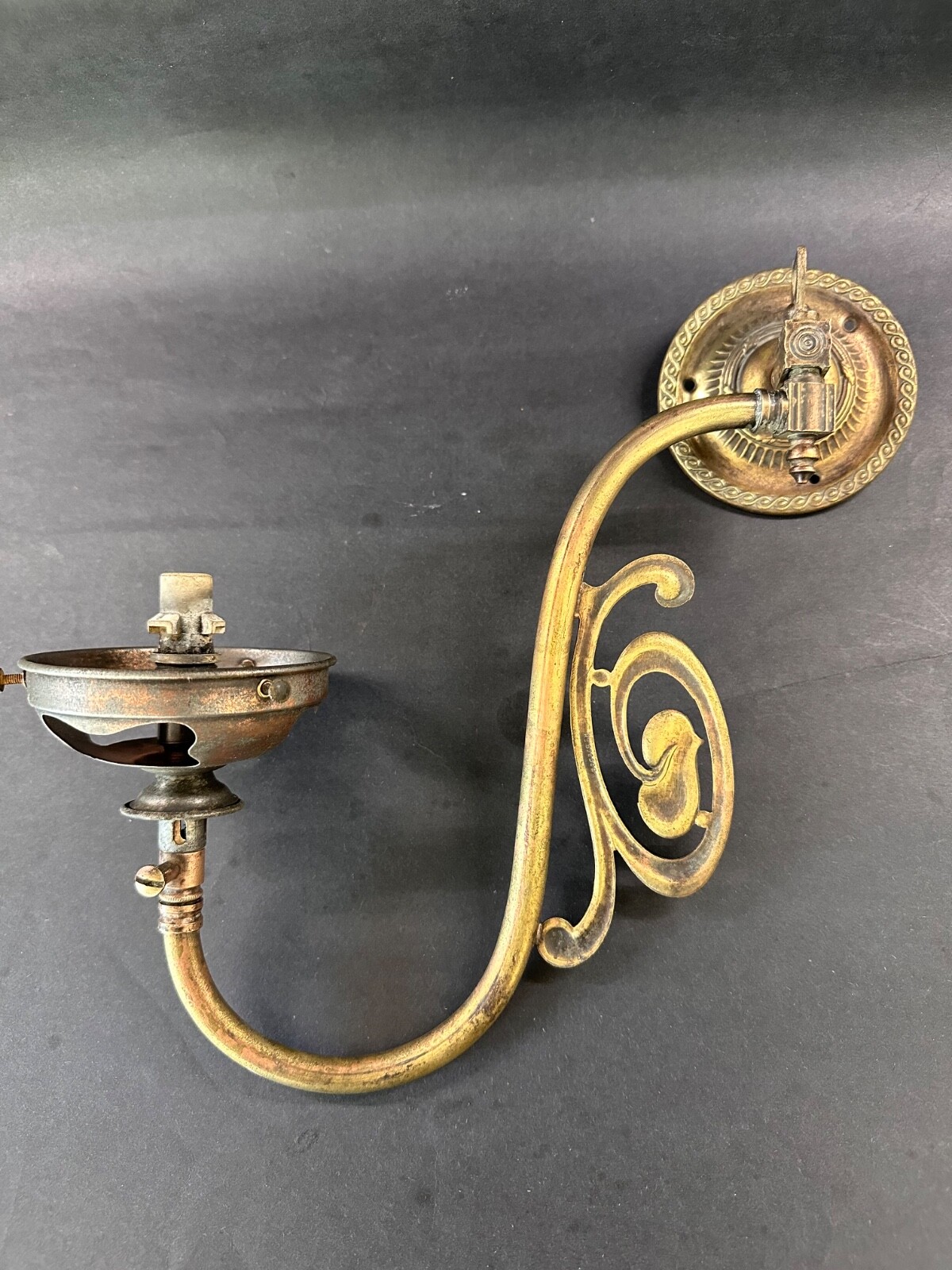 Antique Vintage Art Nouveau Light Fitting Original shade holder- Not Converted