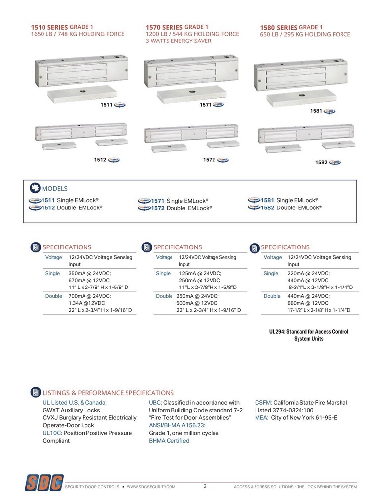 Security Door Controls (SDC) - 1511VBA - Single EMLock Magnetic Lock