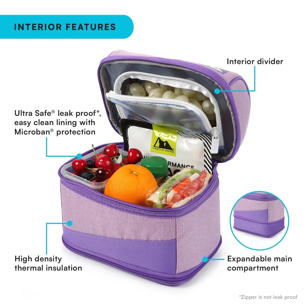 Arctic Zone Expandable Lunch Box with Ice Pack, Lavender Purple