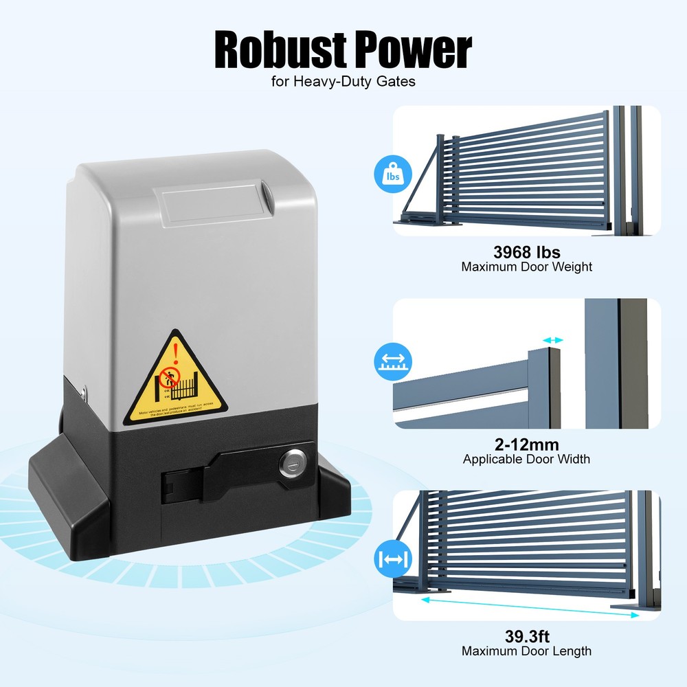 Automatic Sliding Gate Opener Rack Driven with 2 Remotes & Complete Kit 4400LBS