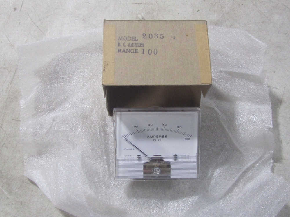 NEW Hoyt 2035 3.5" Rectangular 0-100 DC Amperes Panel Mount Ammeter