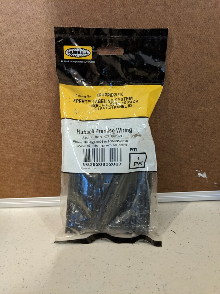 Hubbell Patch Panel Label Holders XPHPPID2U10, New in Original Package