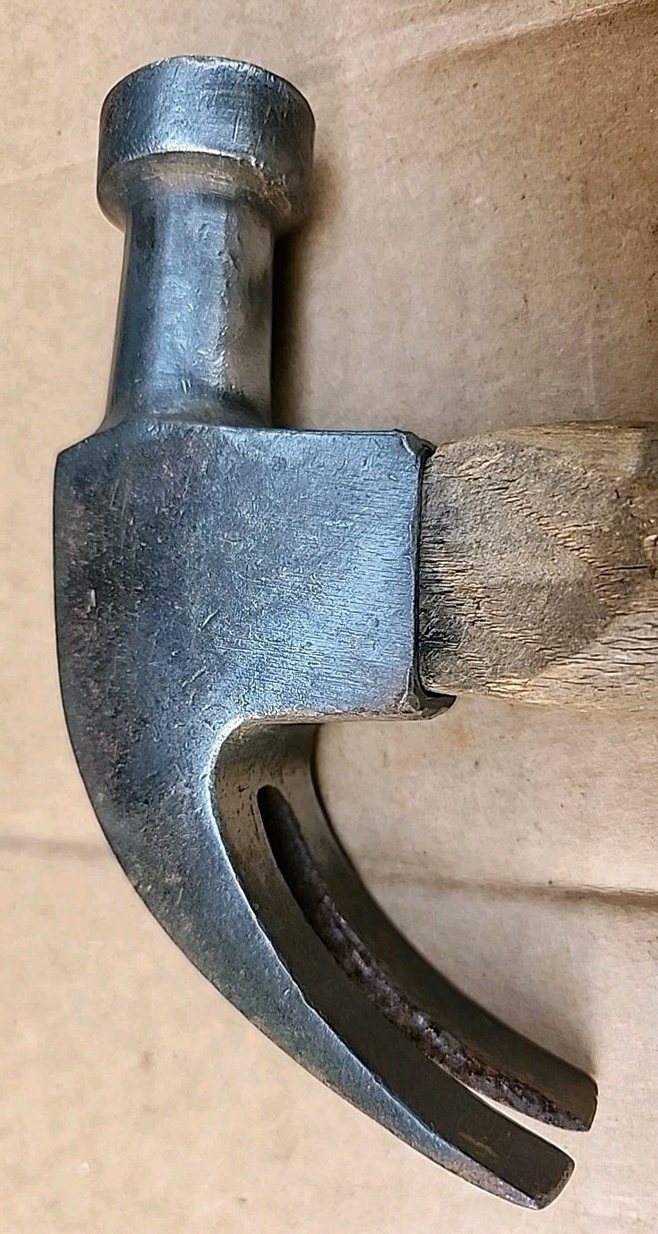 Vtg Heller USA Carpenter Claw Hammer Hickory Handle (Stamped Head)