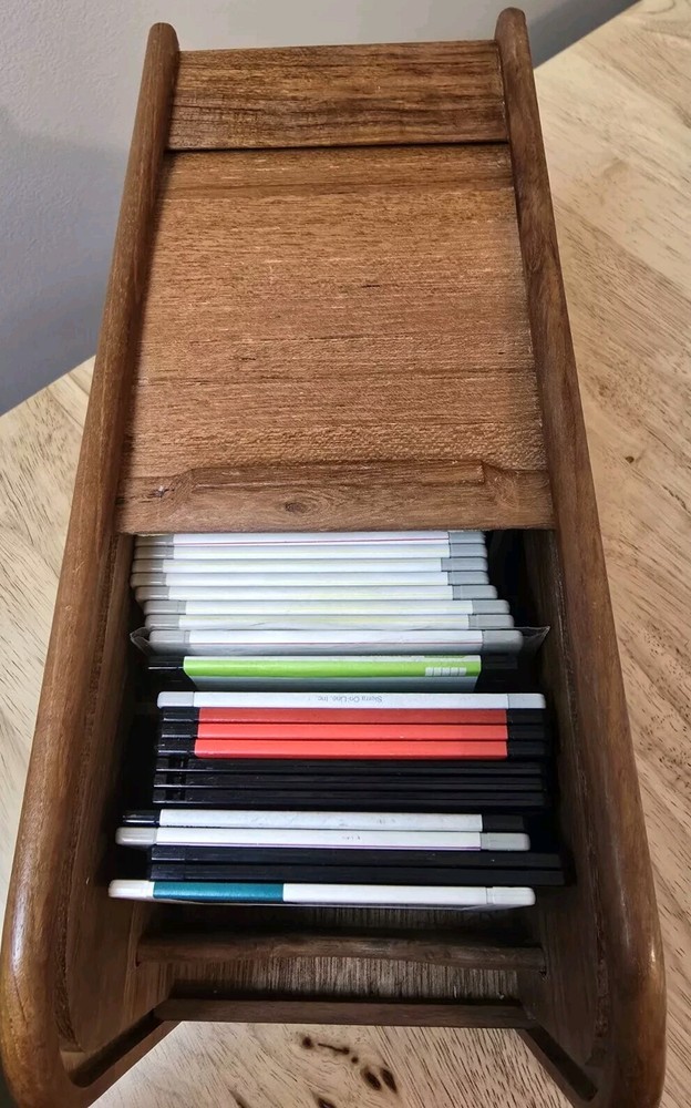 VINTAGE MCM TeakTech Rolltop Storage Unit Filled With Various Hard Disk EUC