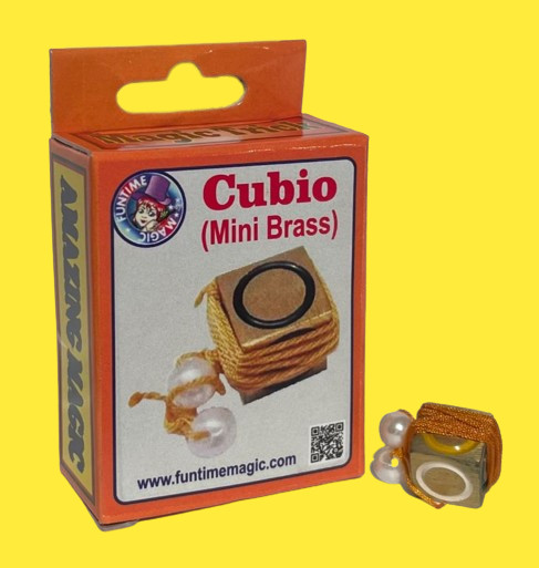 BRASS CUBIO Obedient Close Up Magic Trick Pocket Cube Slides Up & Down String