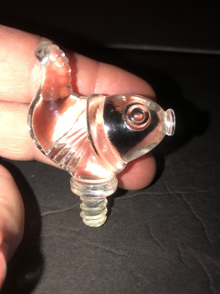 Vintage Glass Fish Perfume/Cologne Bottle Stopper Missing Tail