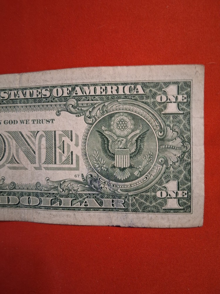 $1 Bill Large Ink Smear Bleed Through Error, series 2013