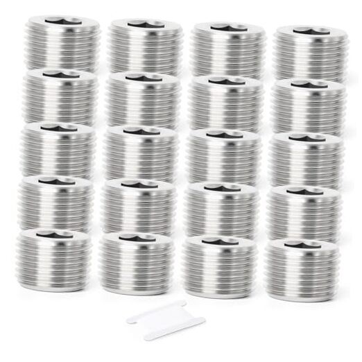 20PCS 304 Stainless Steel Socket Pipe Plug 3/8" MNPT-20Pcs Internal Hex Thread