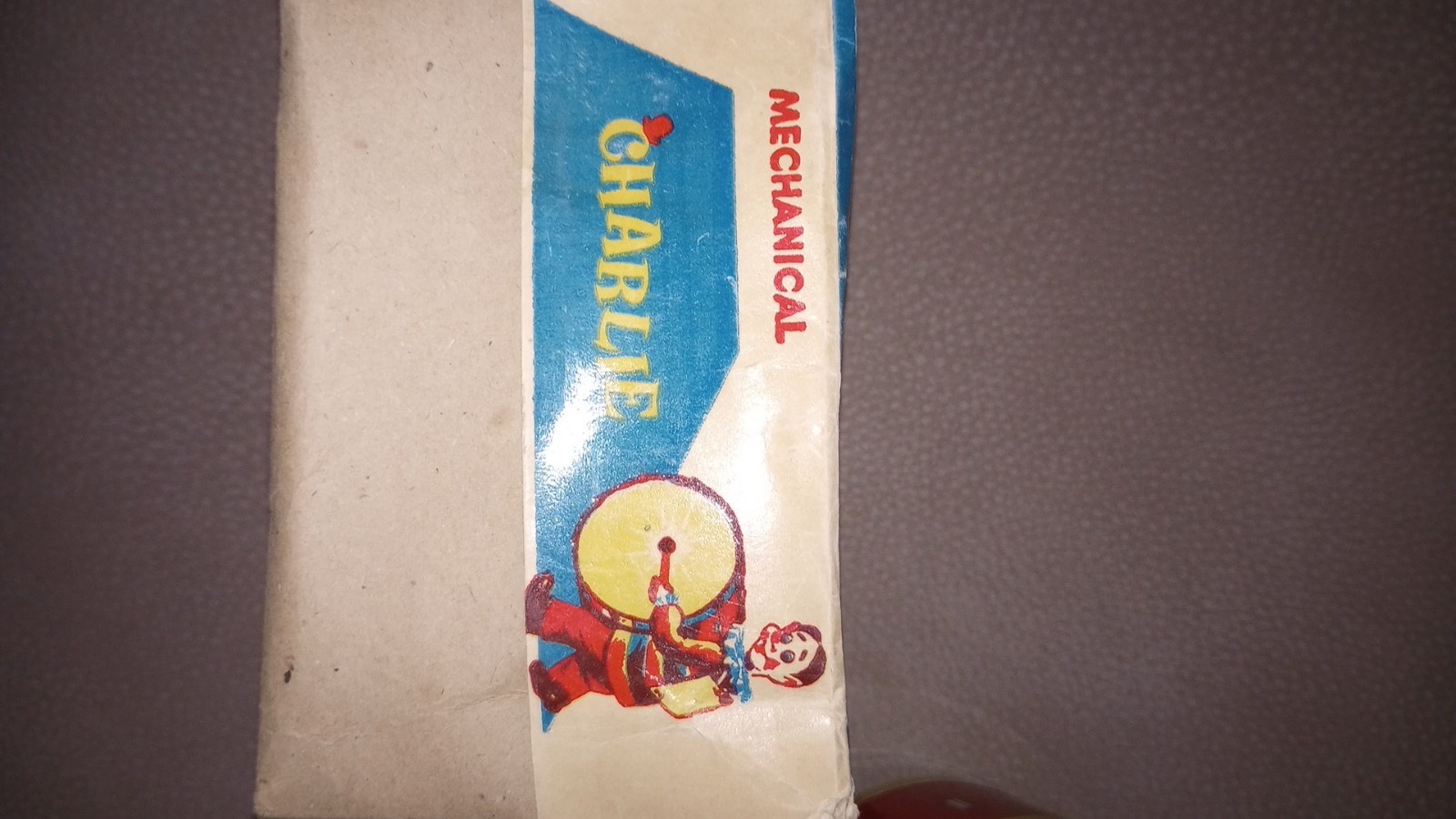 VINTAGE TIN WINDUP TOY CHARLIE DRUMMER MADE IN INDIA W/ BOX