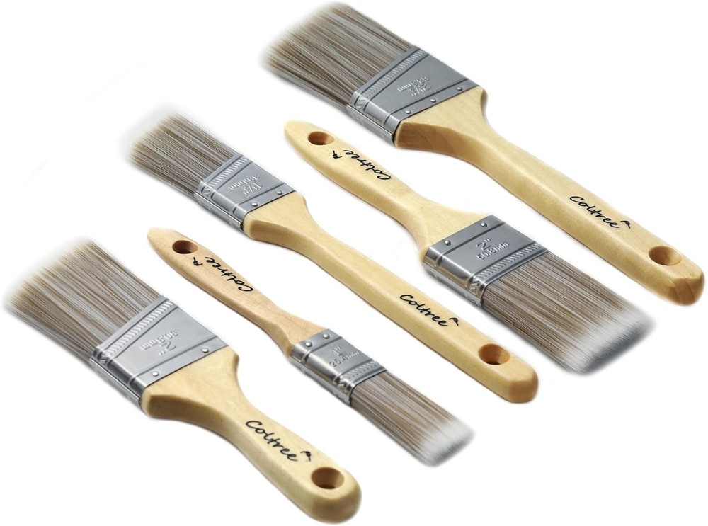 Paint Brushes Set - 5 Pcs Flat & Angle Paintbrushes for Wall & Trim, Suitable fo