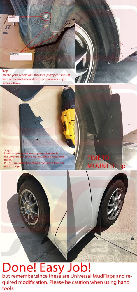 2x Universal Mud Flaps Mudflaps Mudguards Splash Guards For Car Pickup SUV