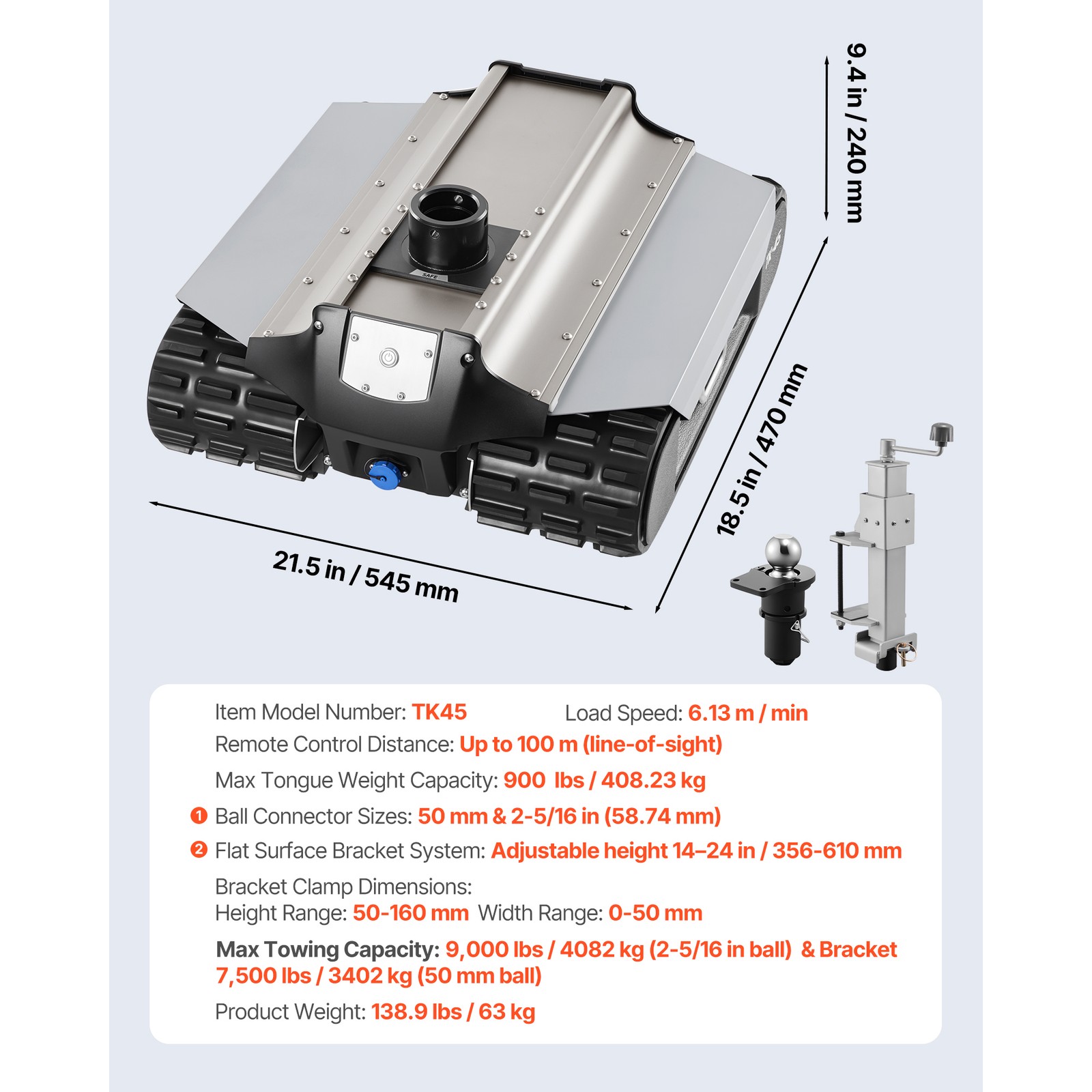 Uimoso Remote-Controlled Electric Trailer Mover with 9000 lbs Capacity