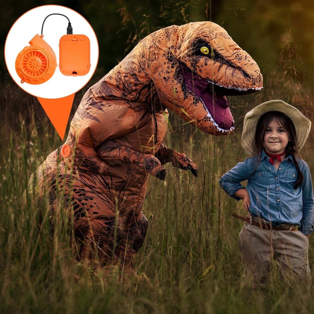 Inflatable Costume Fan Replacement, Mini Blower Dinosaur Medium, Orange
