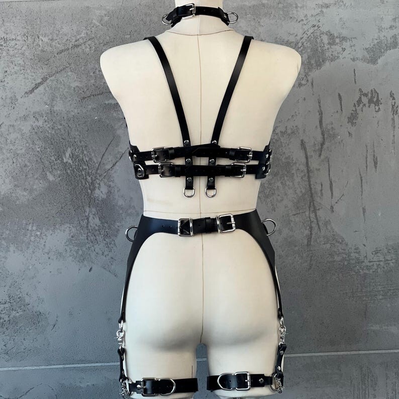 Body Harness BDSM Lingerie, Bondage Harness Full Set, Leather Bondage Corset