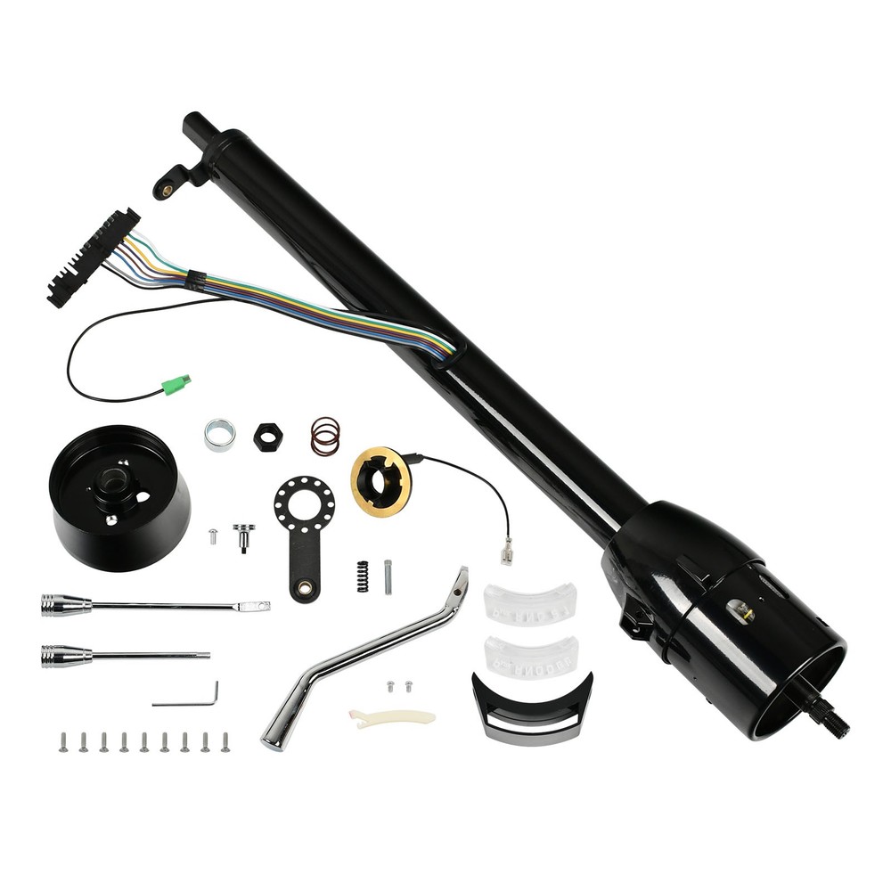 Universal 30" Black Stainless Tilt Automatic Steering Column & Adapter No Key