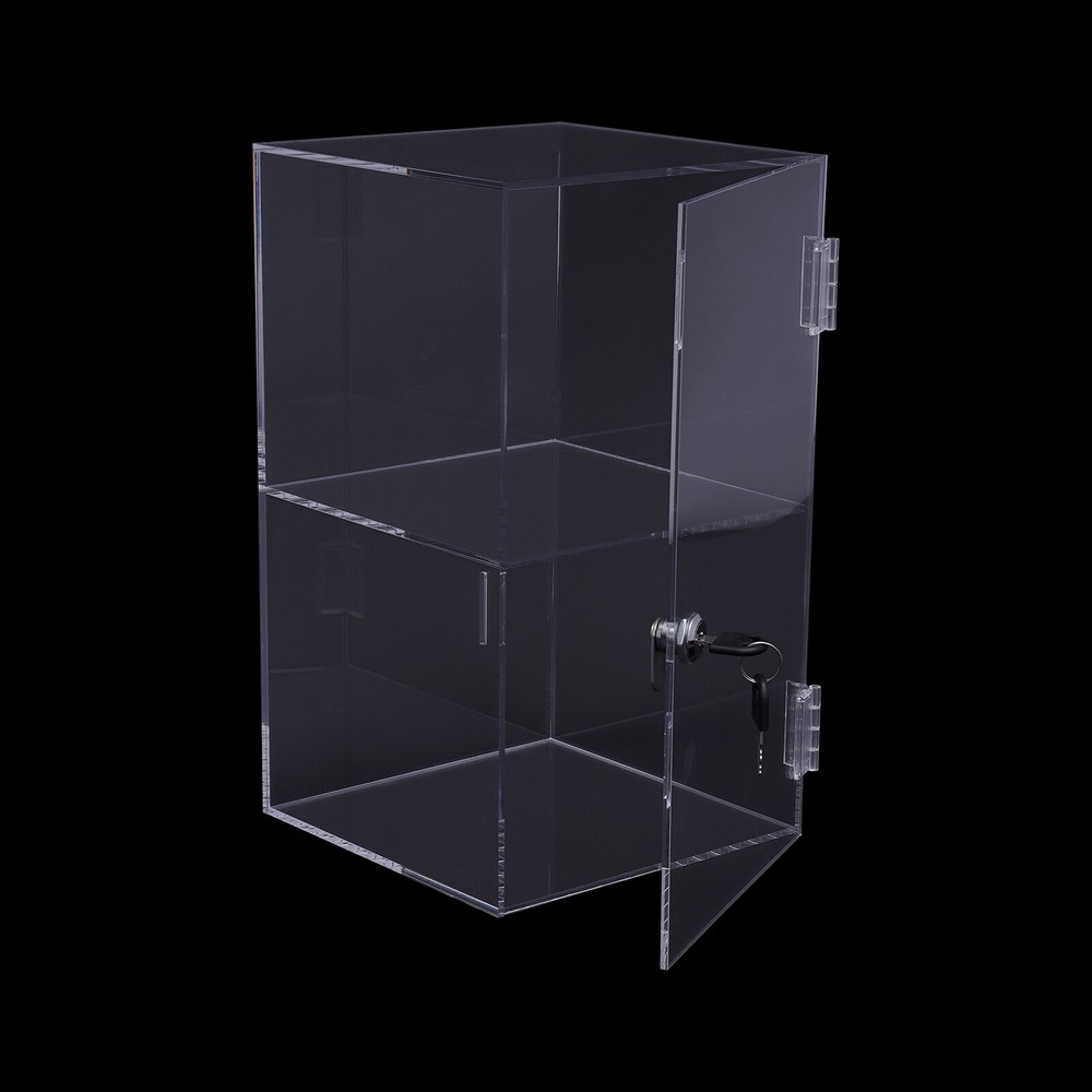 2-layers Countertop Display Case 20*20*35cm Locking Security Showcase Cabinet
