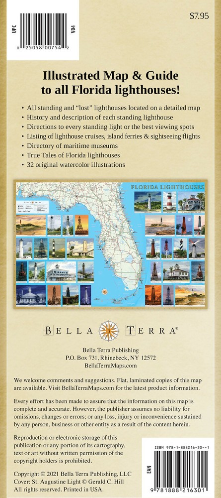 Florida Lighthouses Illustrated Map & Guide